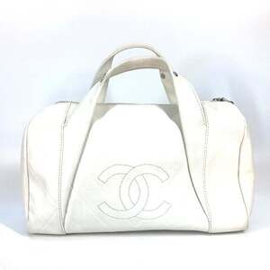 CHANEL White Boston Bag